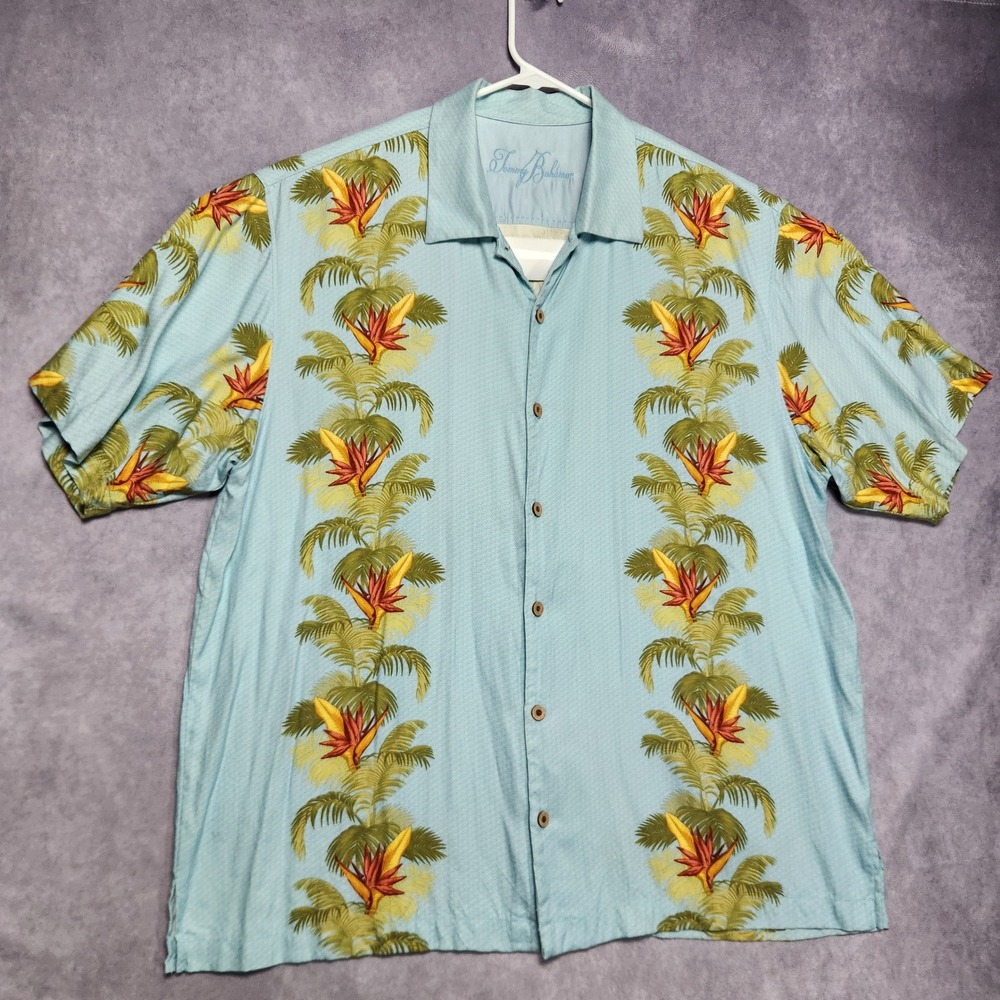 Tommy Bahama Mens‎ XL Vintage 100% Silk Bird of Paradise Floral Shirt 101-T32845